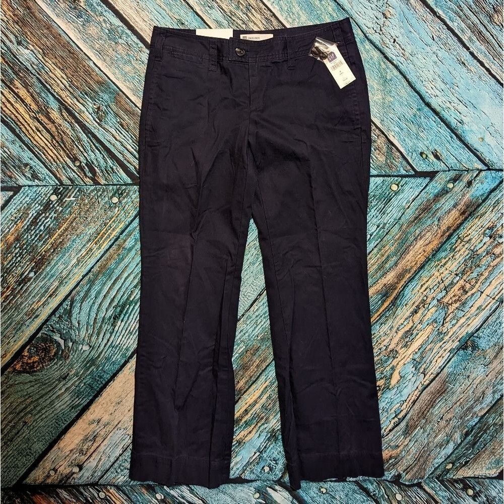 Gap Size 6 NWT Women's Navy Blue Perfect Khaki Trousers‎ Pants Preppy Tailored